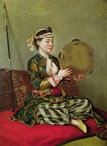 タンバリンとトルコの女性 作： Jean Étienne Liotard